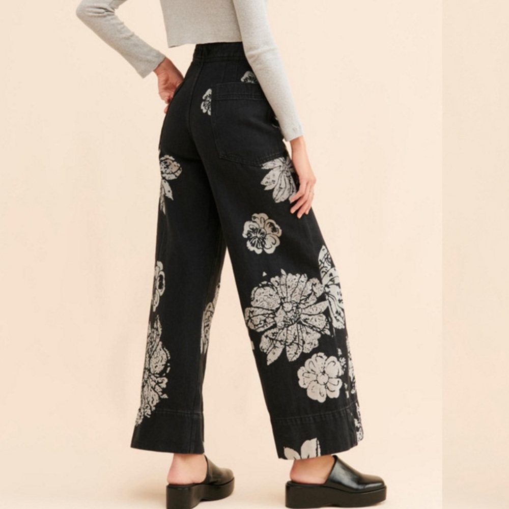 Free People We the Free Talia Floral Wide Leg Jeans - Picture 3 of 10